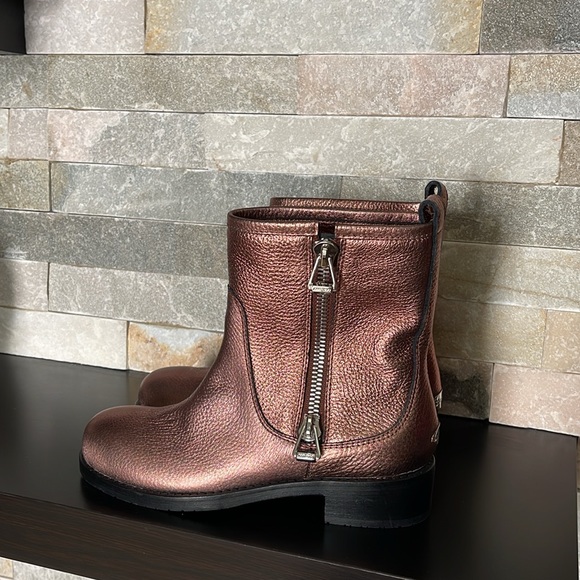 JIMMY CHOO Dondo Rosewood Grainy Calf Leather Biker Boots - Picture 3 of 16